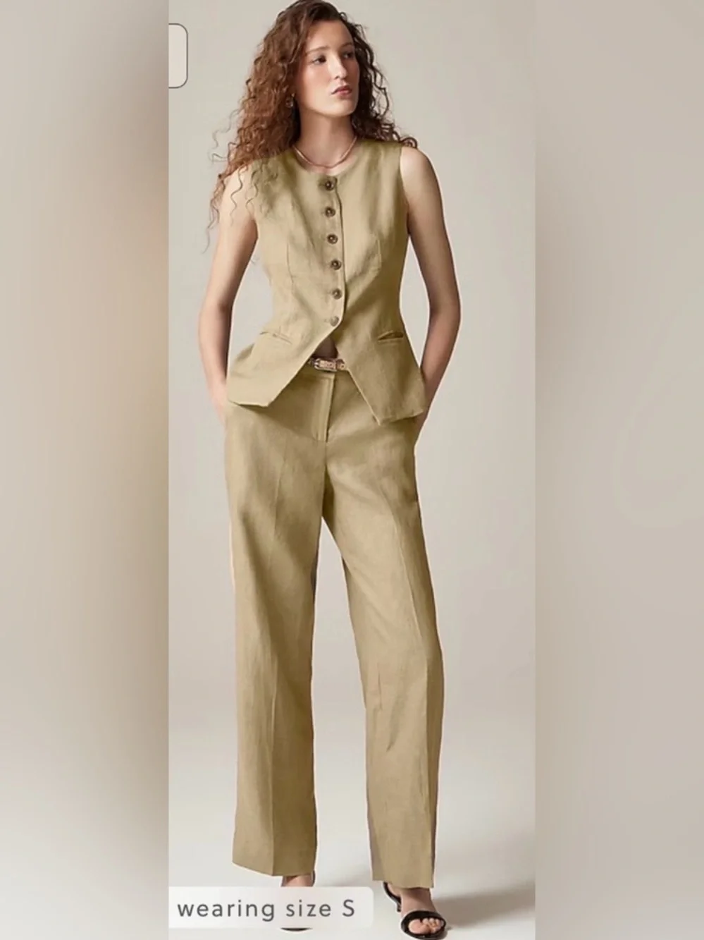 J.Crew Harbor pant in linen in dusty fatigue